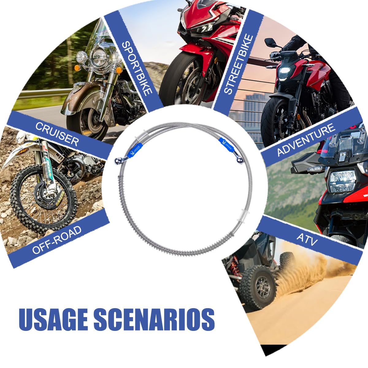 Manguera de aceite de freno hidráulico reforzada para motocicleta, 1400 mm, 140 cm, cable trenzado de acero inoxidable, compatible con motocicletas, Pit Dirt Bike, Enduro, Motocross, bicicletas