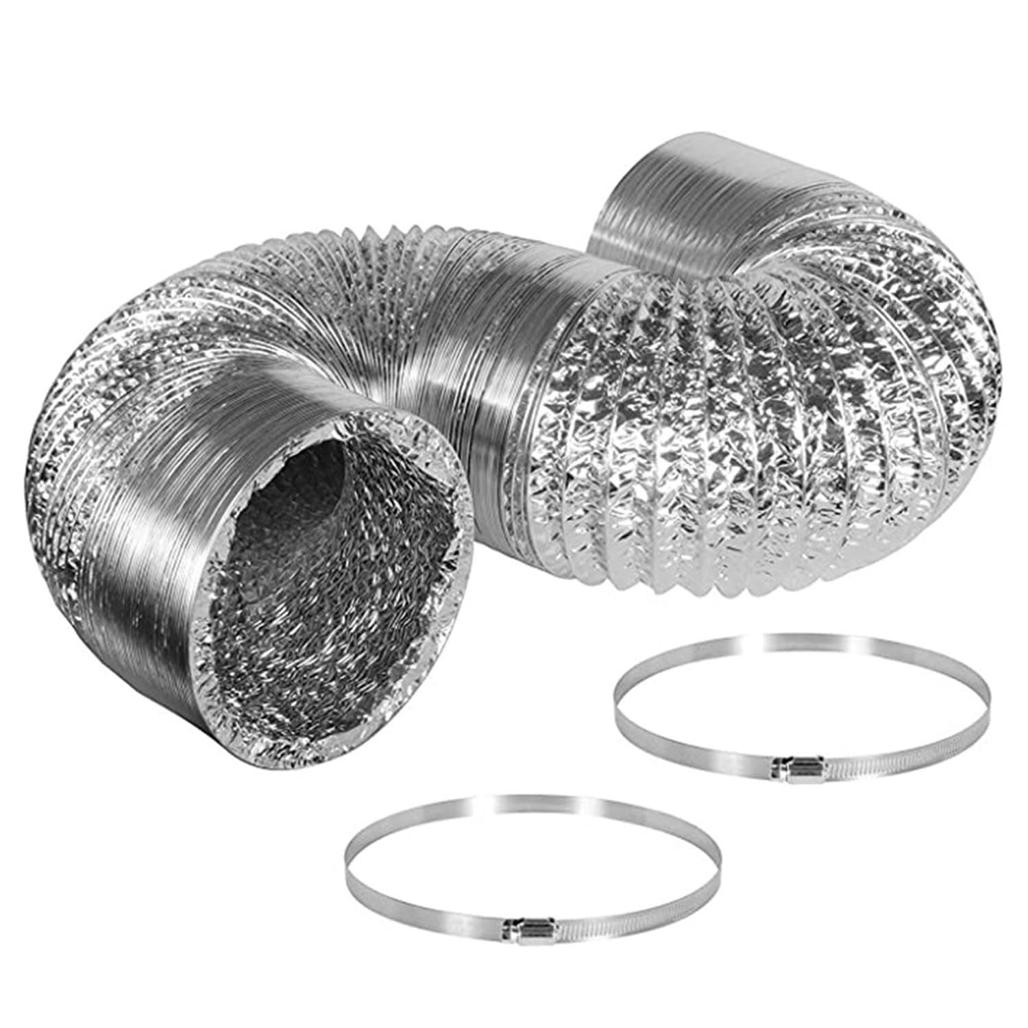 Condotto di ventilazione flessibile in alluminio, Kit condotto flessibile in alluminio, argento, dimensioni multiple for lo sfiato dell'asciugatrice e l'estrattore(5m 180mm)