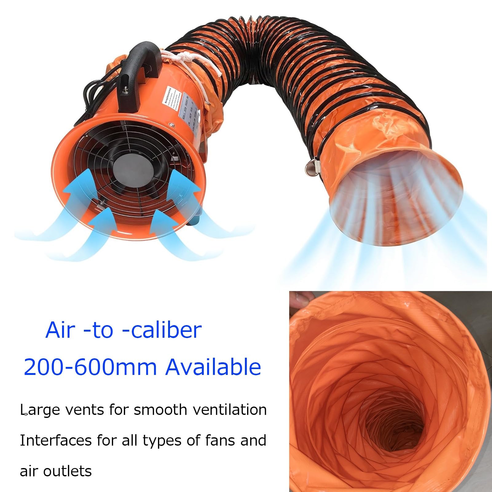 Tubo Flessibile Condotto In PVC, Tubo Di Ventilazione Diametro 250 300 500 600mm, 5/ 10M Tubo Di Scarico Leggero Retrattile, Per Aerazione,Soffiatore,L'Essiccatore,Ventola Di Ventilazione(D 35 x L 500
