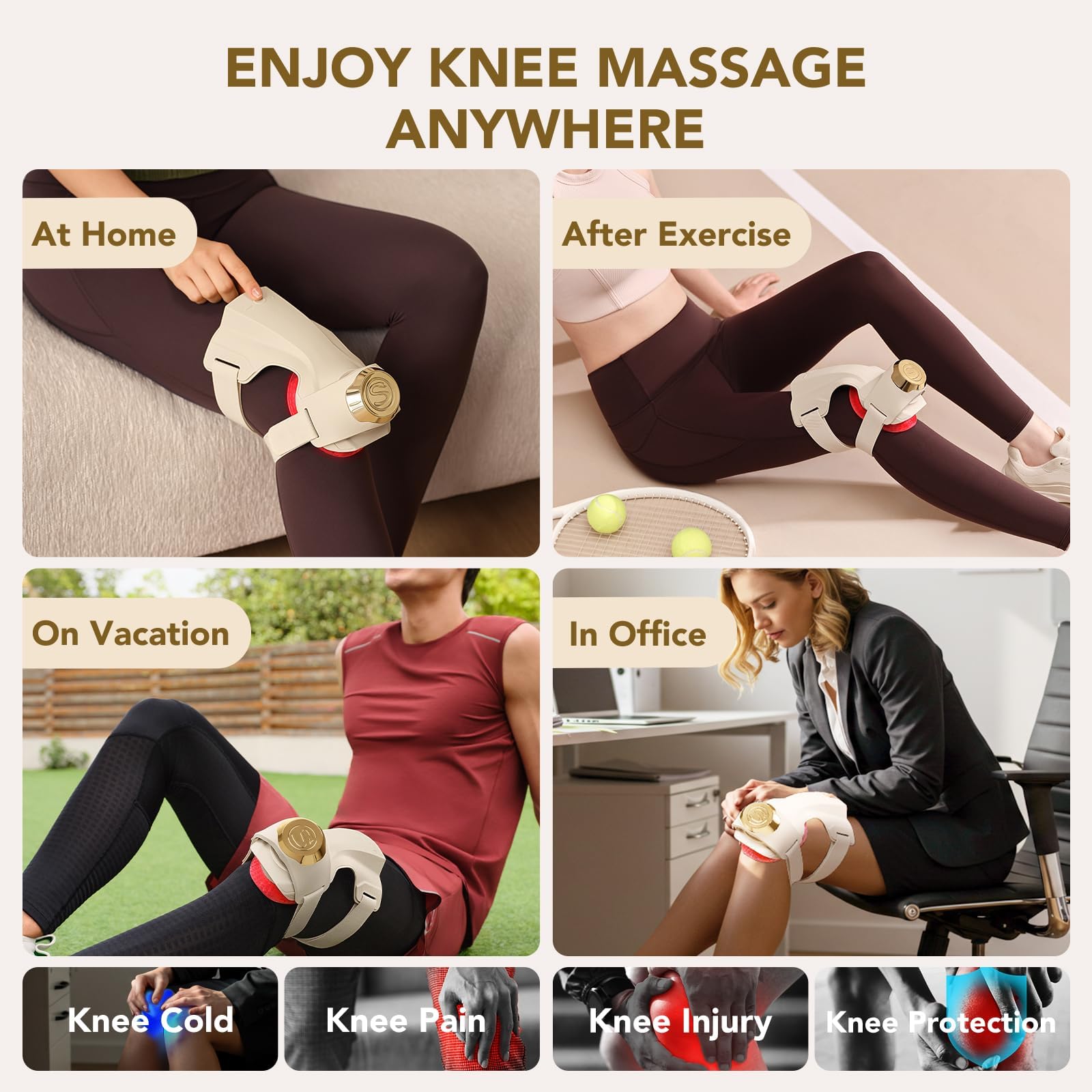 SKG Kniemassagegerät mit Rotes Licht Wärme & Vibration, Kabellos, WS500
