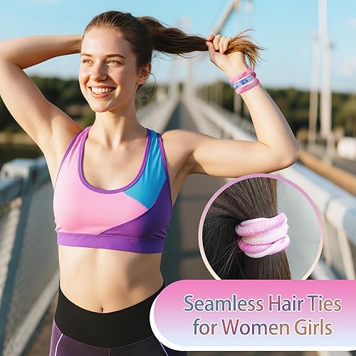 Miniatura 26 de Coleteros para cabello grueso o fino, elásticos, para niña o mujer, sin costuras, suaves, 100 piezas