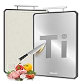 Titanium Cutting Board for Kitchen, Double Sided Non Toxic Titanium Cutting Board with JUICE GROOVE, Food-Grade Metal Chopping Board, Pure Titanium&Wheat Straw PP, Dishwasher Safe16.3”×11”-1 PC