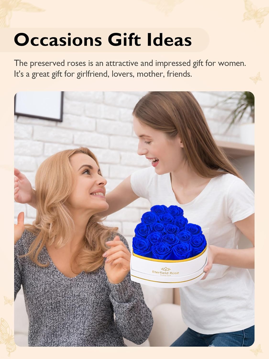 Eterfield 16 Forever Flowers in Heart Shape Box, Preserved Roses That Last a Year Preserved Flowers Birthday Gifts for Her Mom Women Wife Anniversary Valentines Day Mothers Day Christmas, Royal Blue - Image 2