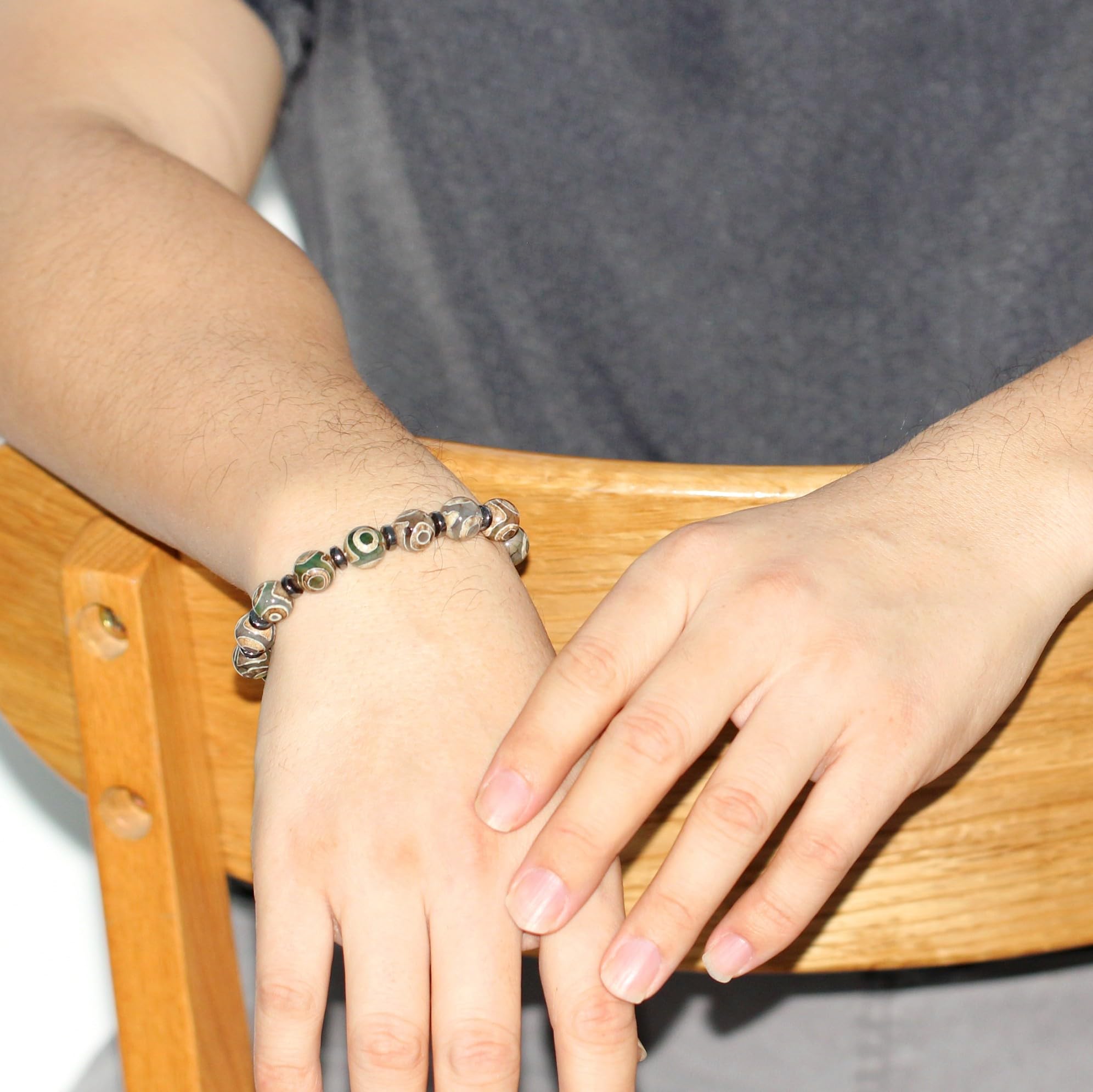 Feng Shui， Pulsera tibetana de Cuentas Dzi, Amuleto de meditación Budista Feng Shui, Pulseras con Cuentas Dzi de Nueve Ojos, joyería de Buena Suerte para Mujeres y Hombres YA5102