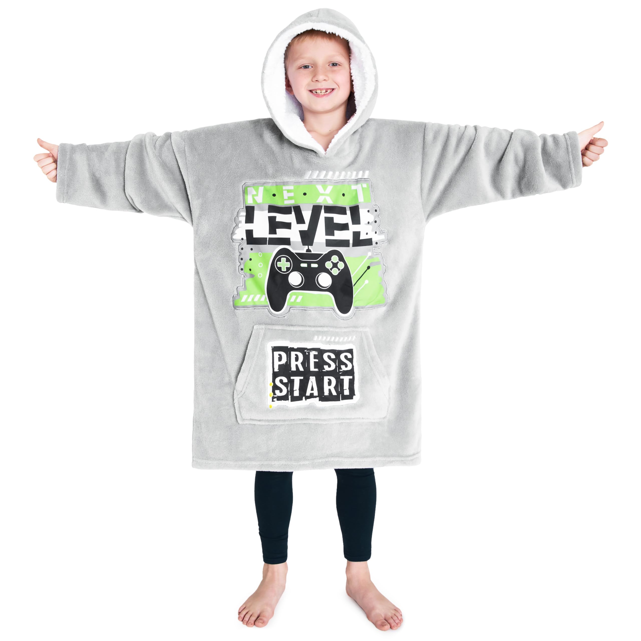 CityComfort Felpa Coperta Bambino - Felpe Oversize con Cappuccio in Morbido Pile Taglia Unica - Regalo per Gamer