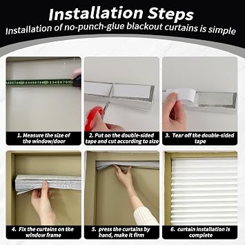 4 Pack Stick-On Blackout Shades, Temporary No-Drill Paper Curtains for Bedroom, Bathroom and Home Use – Easy Fit (White, 60W x 150H cm)
