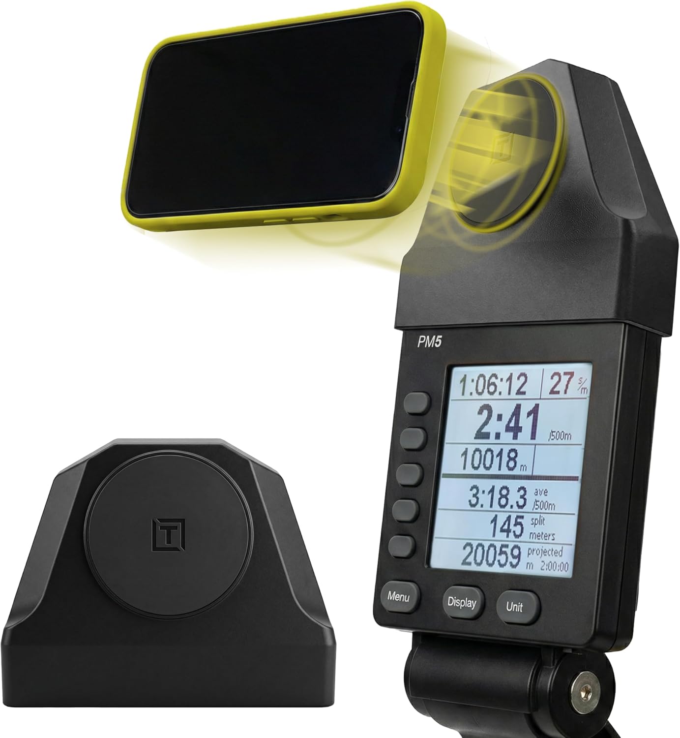 Magnetic Phone Holder for Concept 2 PM5 Monitor, Magnetic Mount, No Button Press, Strong Hold, Easy Install, Rower Accessories