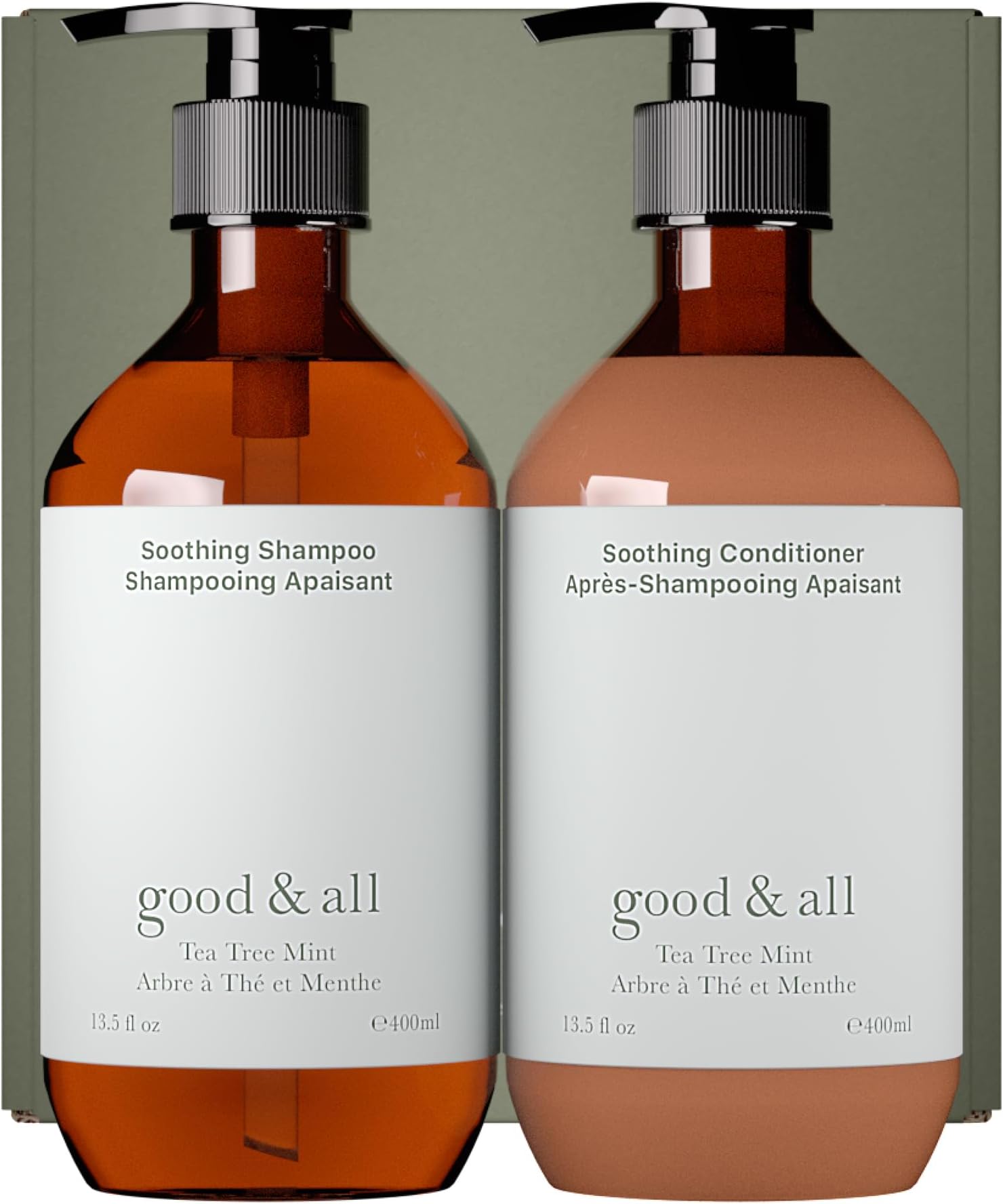 Tea Tree Shampoo and Conditioner Set for Dry Itchy Scalp with Peppermint - Sodium Lauryl Sulfate/Sulphate, Silicone, Paraben, Fragrance Free - 400ml
