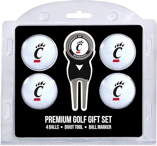 Team Golf NCAA Regulation Size Golf Balls (4 Count) & Divot Tool with Removable Double-Sided Magnetic Marker