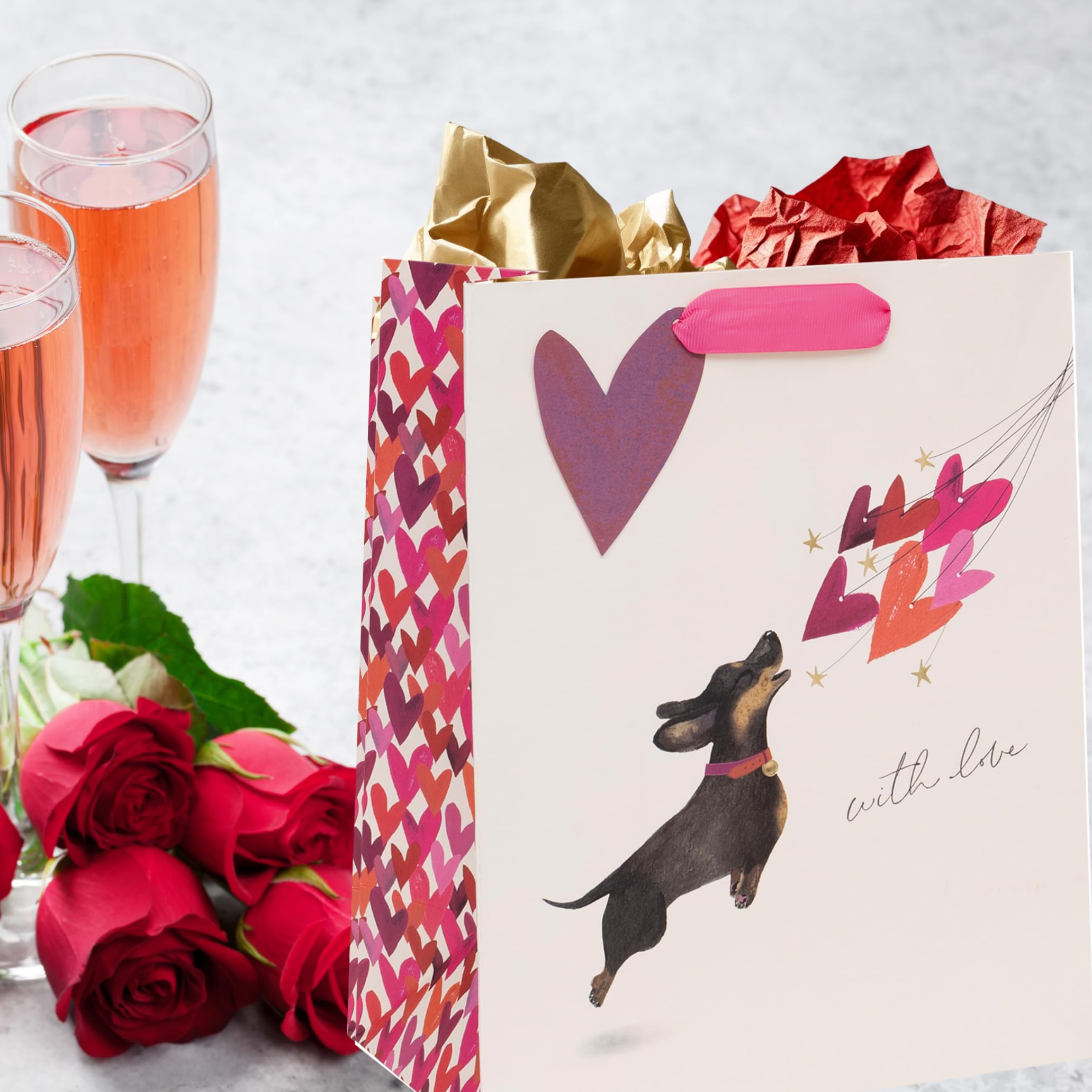 Glick Luxury Sausage Dog & Balloon Hearts Valentine's Day Gift Bag, Suitable for Mother's Day and Other Celebrations - Image 3