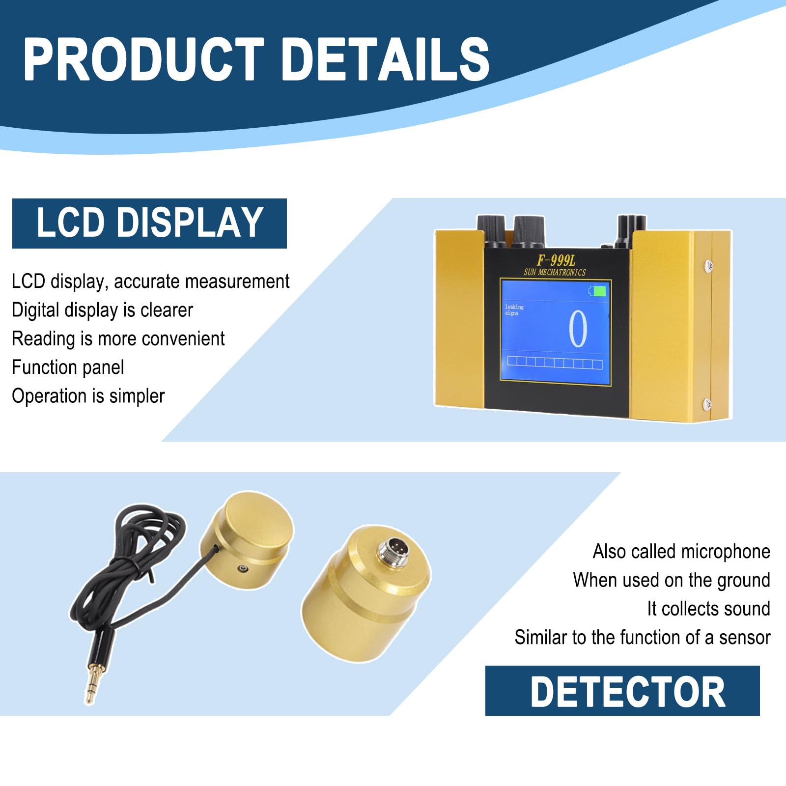 Detector De Fuga De Agua - Sensor De Geófono De Fuga De Agua, Detección De Fugas En Interiores con Auriculares, para Tuberías