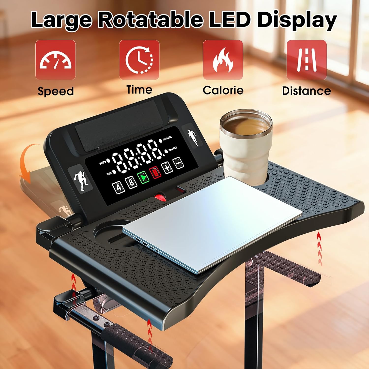 Walking Pad Treadmill with Desk Workstation, 12% Incline Treadmills for Home Office, 350lbs Capacity, 3.5HP