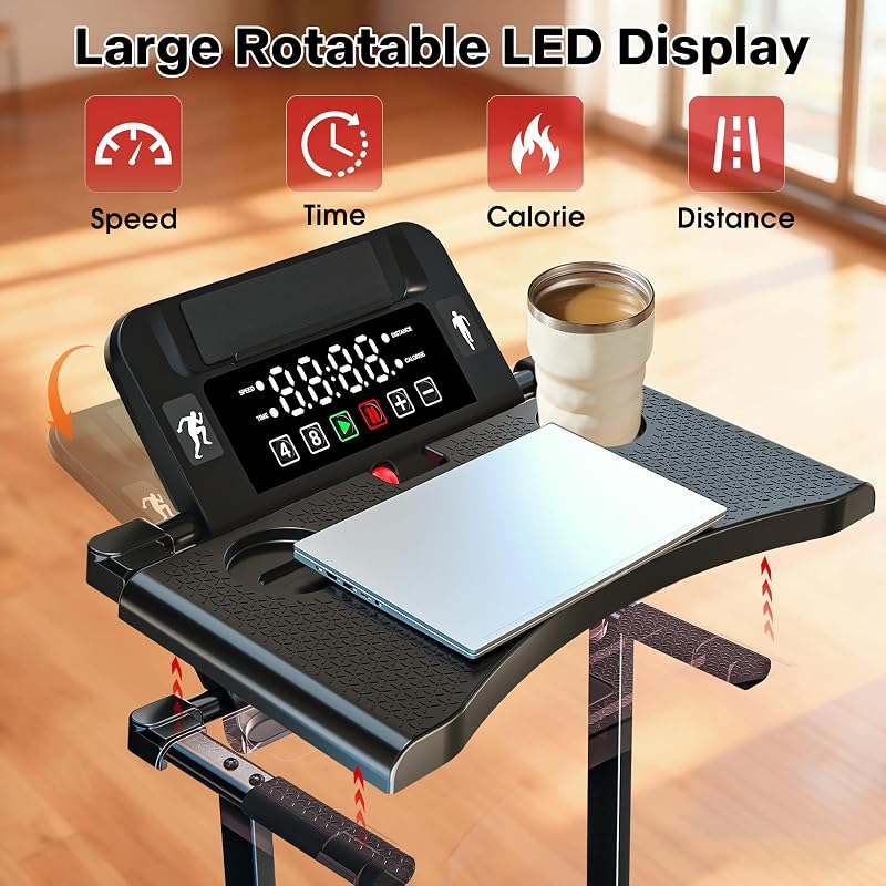 Walking Pad Treadmill with Desk Workstation, 12% Incline Treadmills for Home Office, 350lbs Capacity, 3.5HP image 3