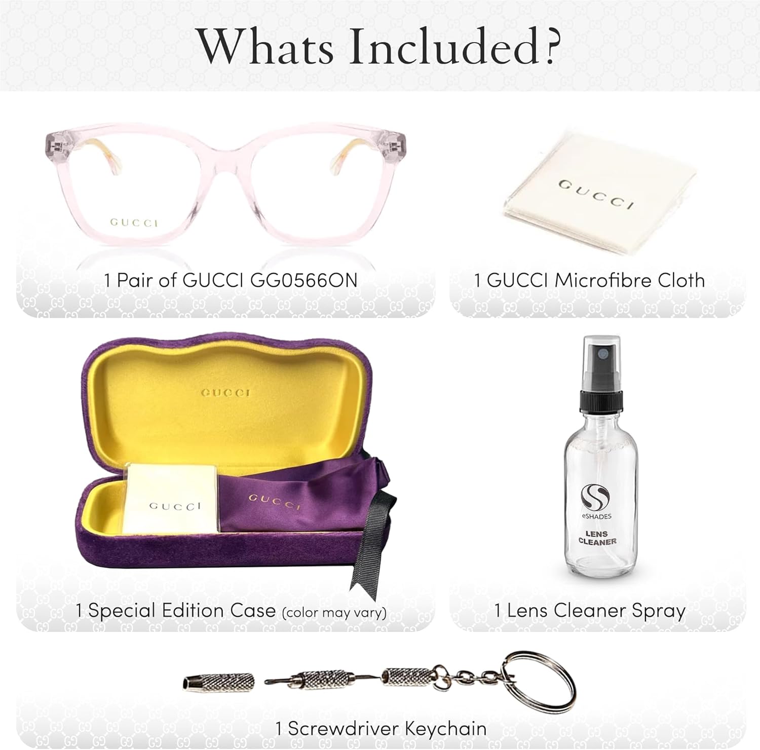 Gucci GG0566ON Designer Fashion Eyeglasses Stylish Cat Eye Rectangular Frame Eyewear with Luxury eSHADES Kit - Embrace Sophistication and Elegance - Image 3