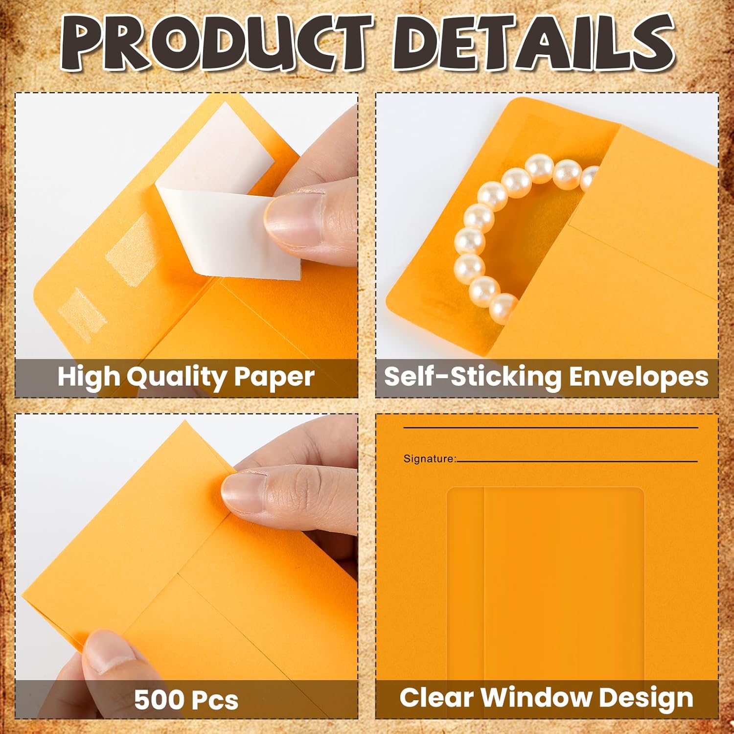 Engrowtic 500 Pcs Jewelry Repair Envelopes Bulk, 3 1/8 x 5 1/2 Inch Jewelry Window Envelopes for Rings, Earrings, Necklace, Bracelets