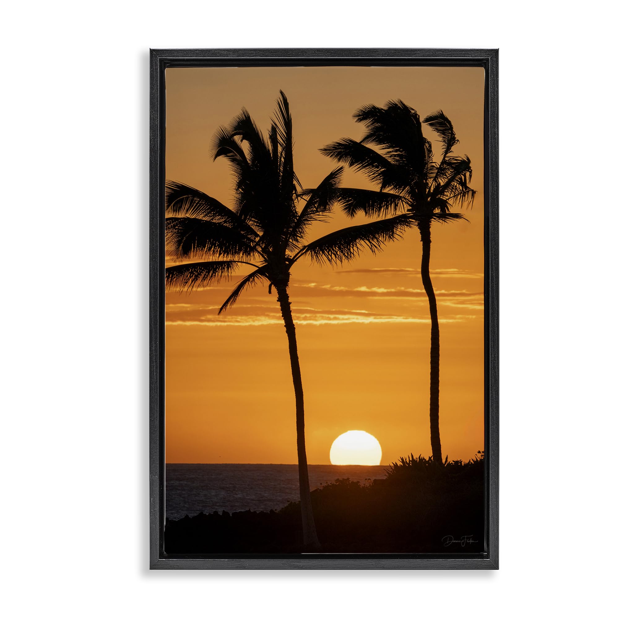 Sunset Palm Trees Tropical Coast, 16 x 24 Inch Canvas in Floater Frame