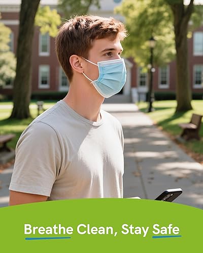 Miniatura 119 de FriCARE Mascarillas desechables, 3 capas ASTM nivel 3 grado médico, elegibles para FSA/HSA, transpirables y cómodas para alergias/protección solar