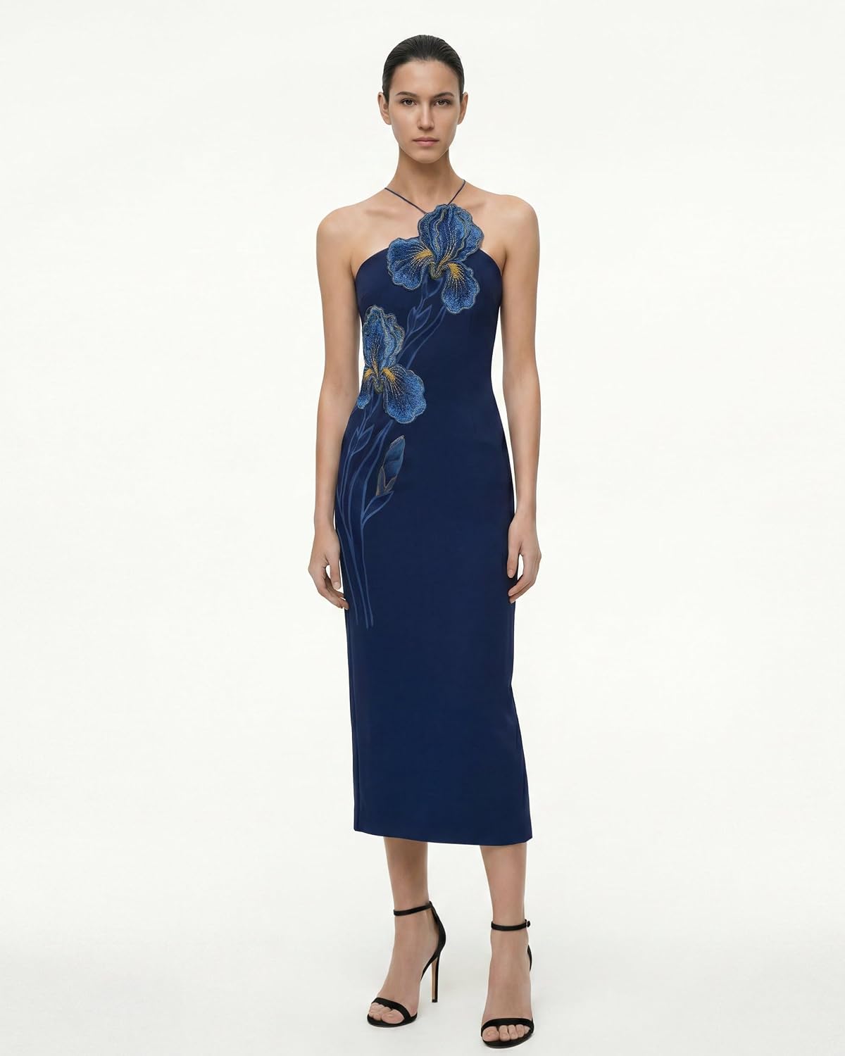 JW PEI Women's Iris Embroidered Halter Midi Dress image 5