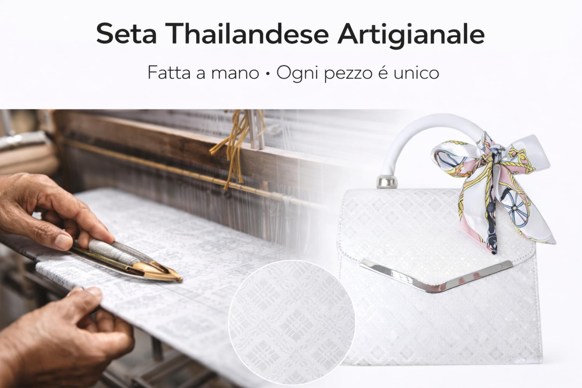 Siam Heritage Borsa Donna in Vera Seta Thailandese