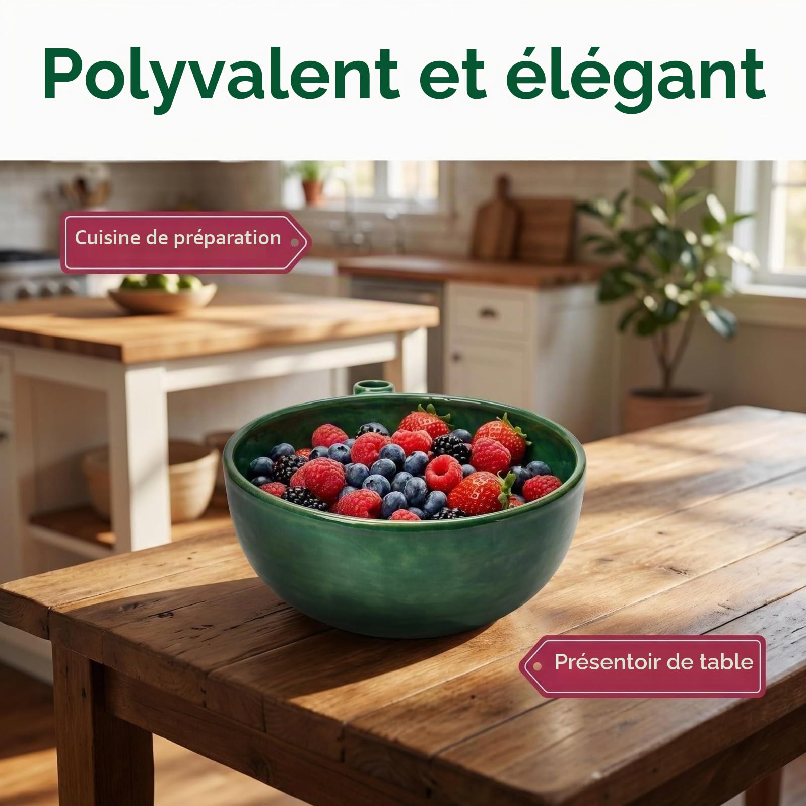 Generisch Bol de lavage automatique pour baies, en céramique, avec nettoyage et drainage, pour fruits et légumes pour fraises et myrtilles, passe au lave-vaisselle pour une utilisation quotidienne en