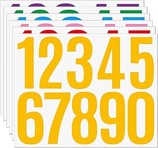 6 Sheets Mailbox Numbers Stickers, 0-9 Large 3 inch Mailbox Self Adhesive Vinyl Waterproof Number Stickers for Crafts Outdoor Sign Wall Mailbox Windows Doors Car Poster Board Businesses (Multicolour)