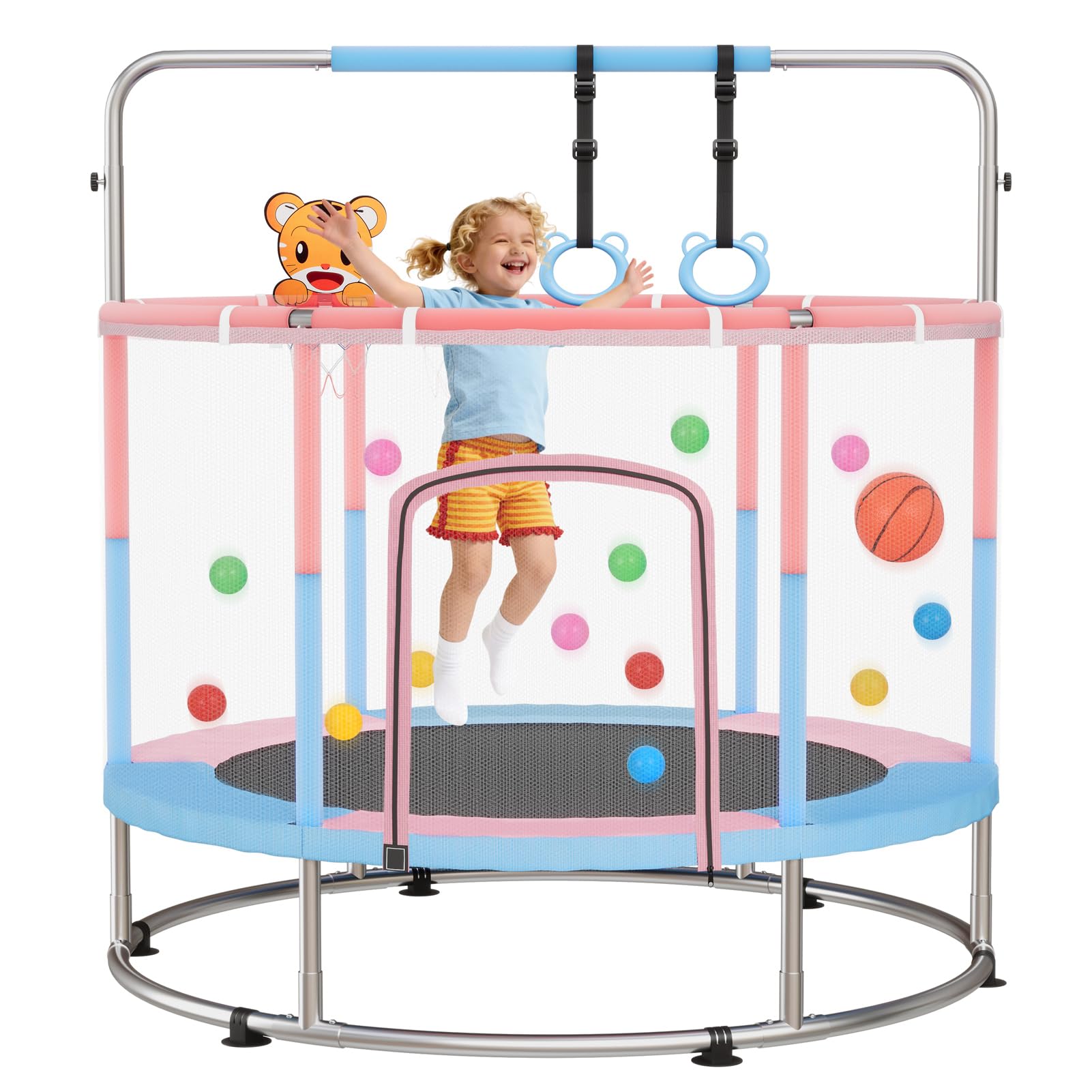 Aptliton Kids Trampoline with Safety Enclosure, 5FT Mini Trampoline for Toddlers, Indoor Outdoor Children's Trampoline, Gift-Ready