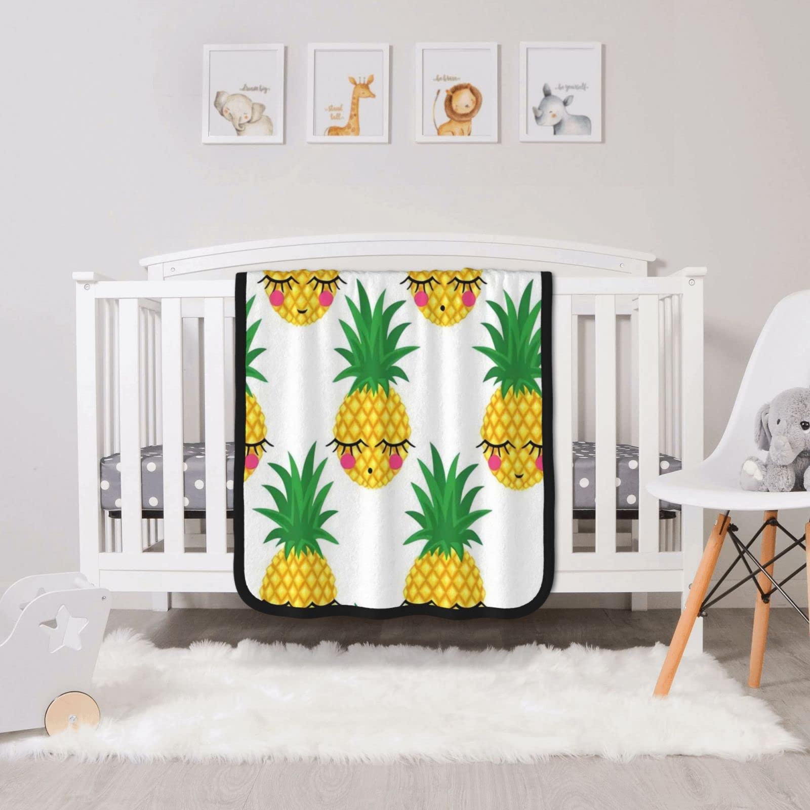 Plaid ananas doux et chaud en flanelle double face compacte