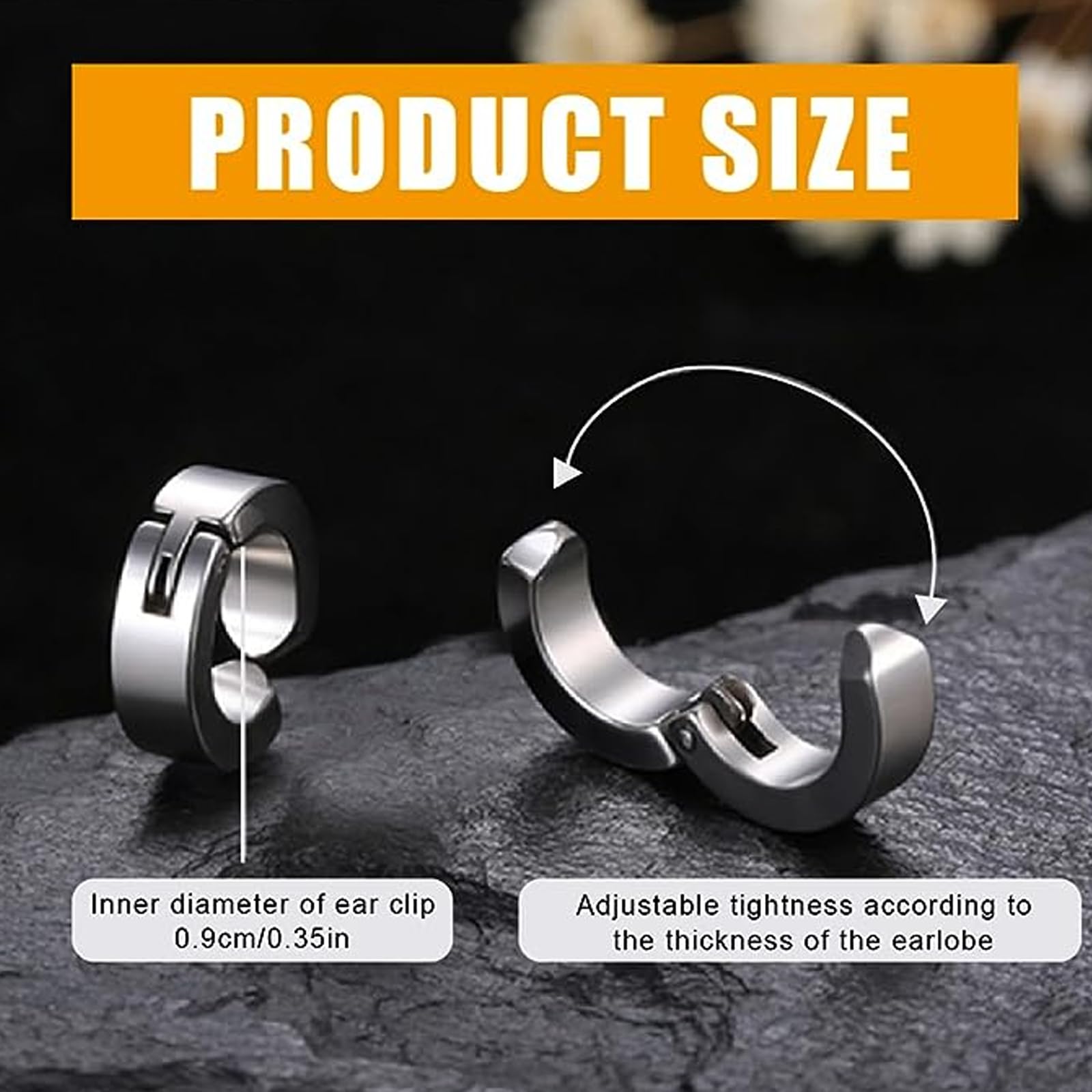 12 Paia Orecchini Magnetici Uomo - Senza Foro, Clip Antiallergeniche In Acciaio Inox, Nero E Argento - Foto 8