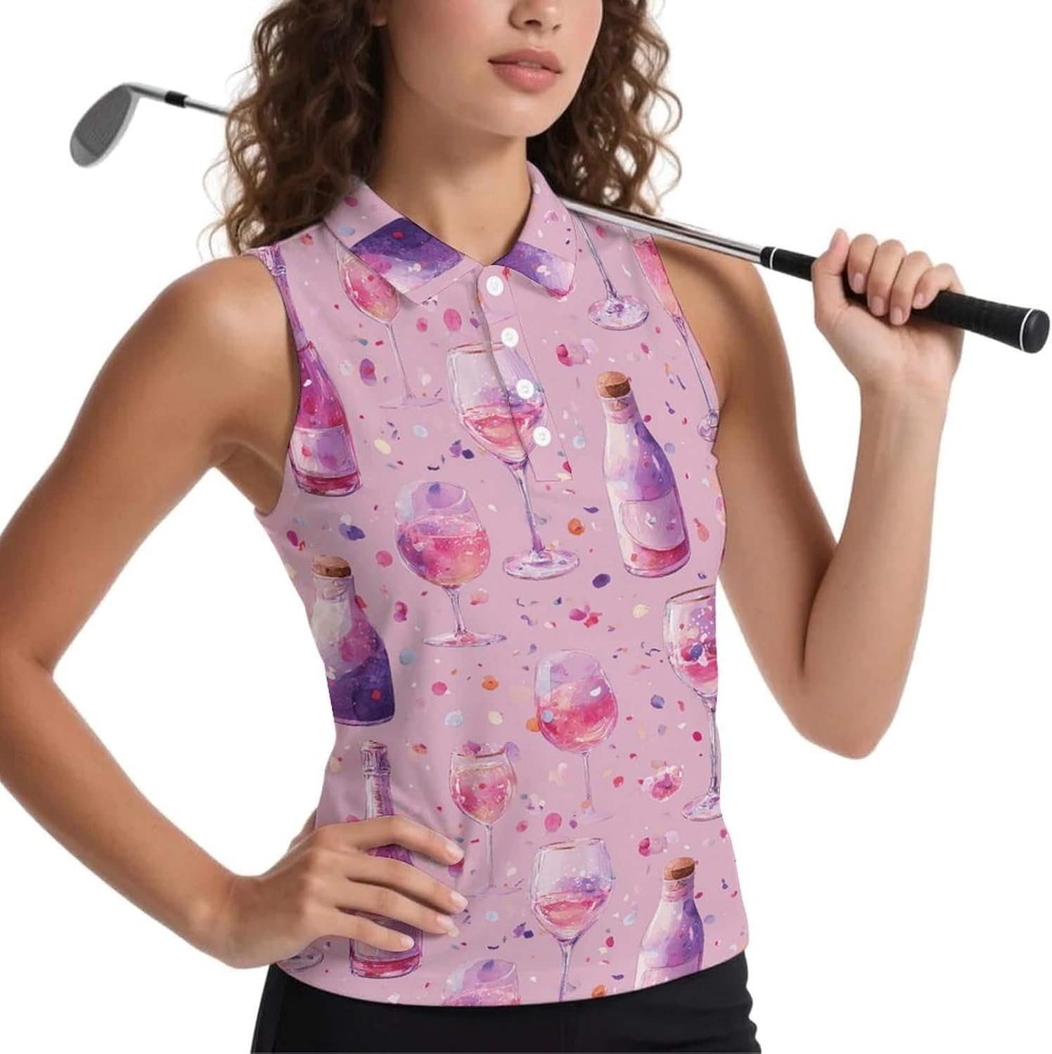 Women's Golf Shirt Sleeveless V Neck Tank Tops Wicking Tennis Athletic Polo Shirts