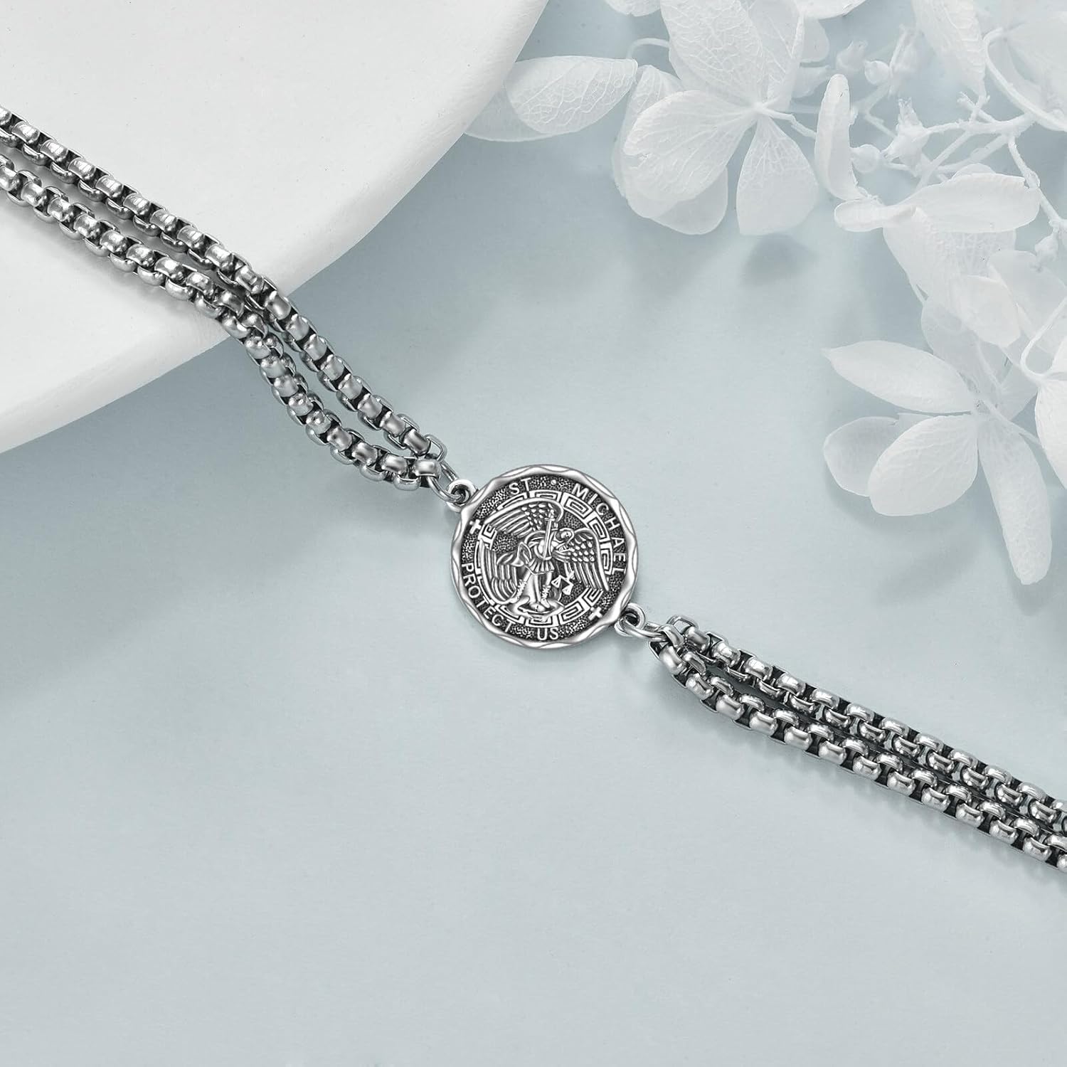 YFN Patron Saint Bracelet Sterling Silver Religious Bracelet Jewelry Gift for Women Men