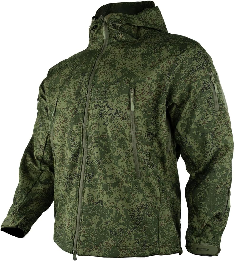 HARGLESMAN Men's Outdoor Waterproof Soft Shell Hooded Fleece Military Functional Keep Warm Jacket
