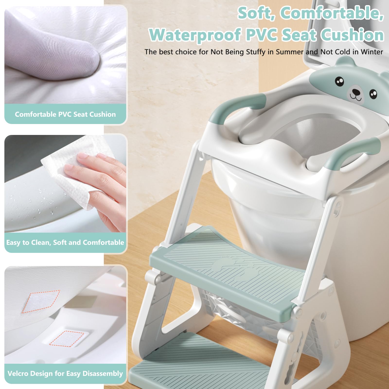 Riduttore WC per bambini, pieghevole, antiscivolo, adatto per WC a forma di V, U, O
