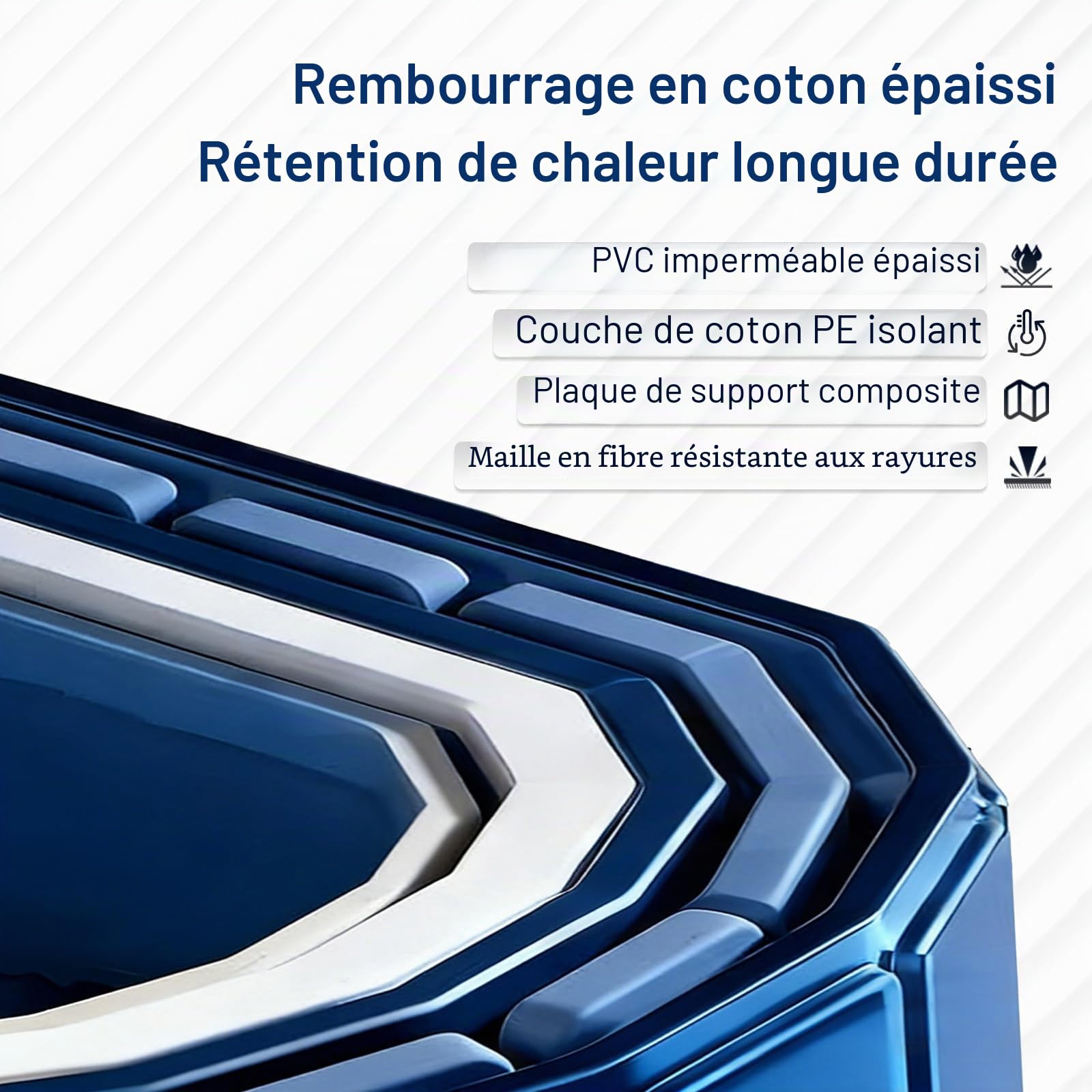 Baignoire portable de 150 cm avec étagère, pliable pour 2 personnes, sans gonflage, baignoire de trempage, bain glacé et spa chaud 2 en 1 pour douche, jardin et camping (bleu)