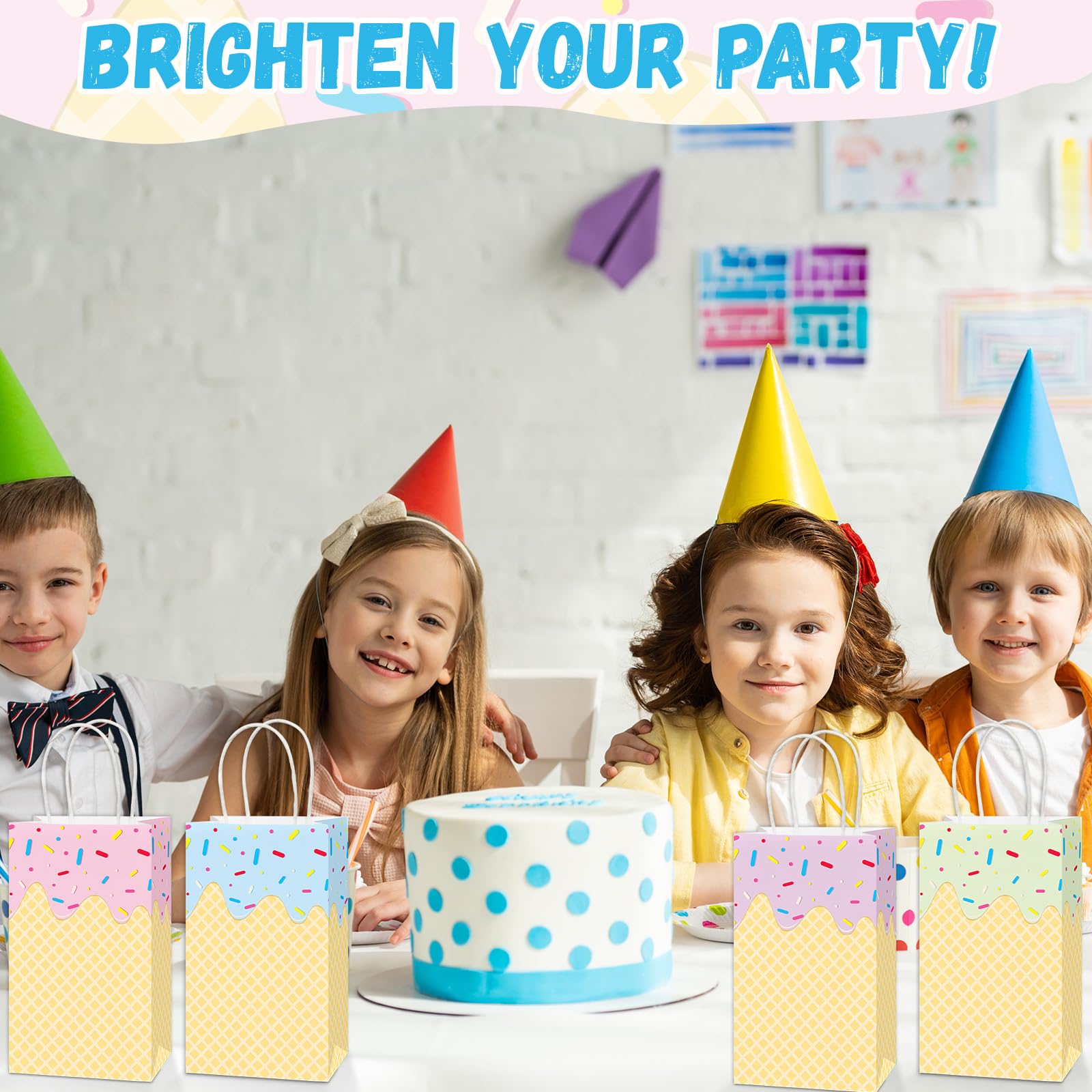 16 Sacchetti Regalo Per Gelato Justforjoyful Con Manici – Tema Estivo Per Bomboniere E Feste - 3