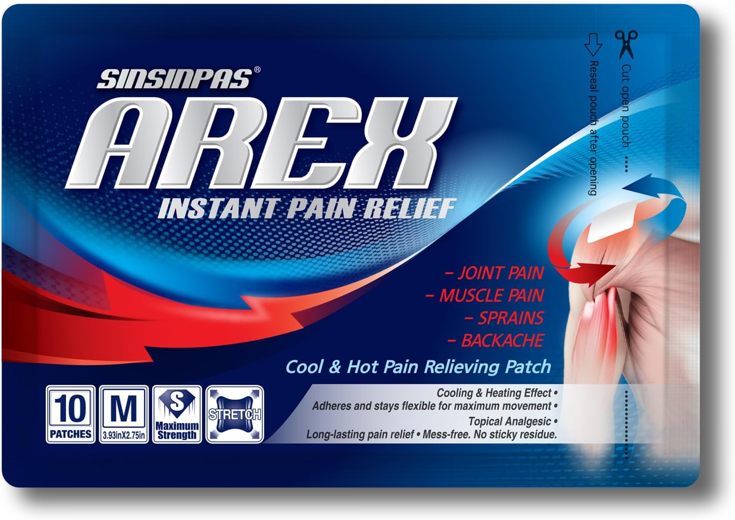 SINSINPAS Arex Cool & Hot Pain Relieving Patch, Medium