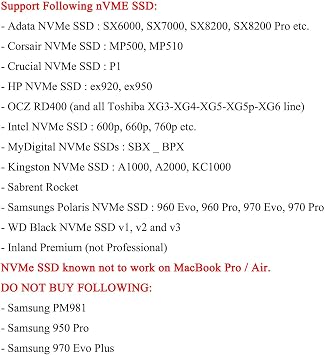 M.2 NVME SSD Convert Adapter for Upgraded MacBook Air Pro Retina Mid 2013-2017, NVME/AHCI SSD Upgraded Kit for A1465 A1466 A1398 A1502 - Standard Size