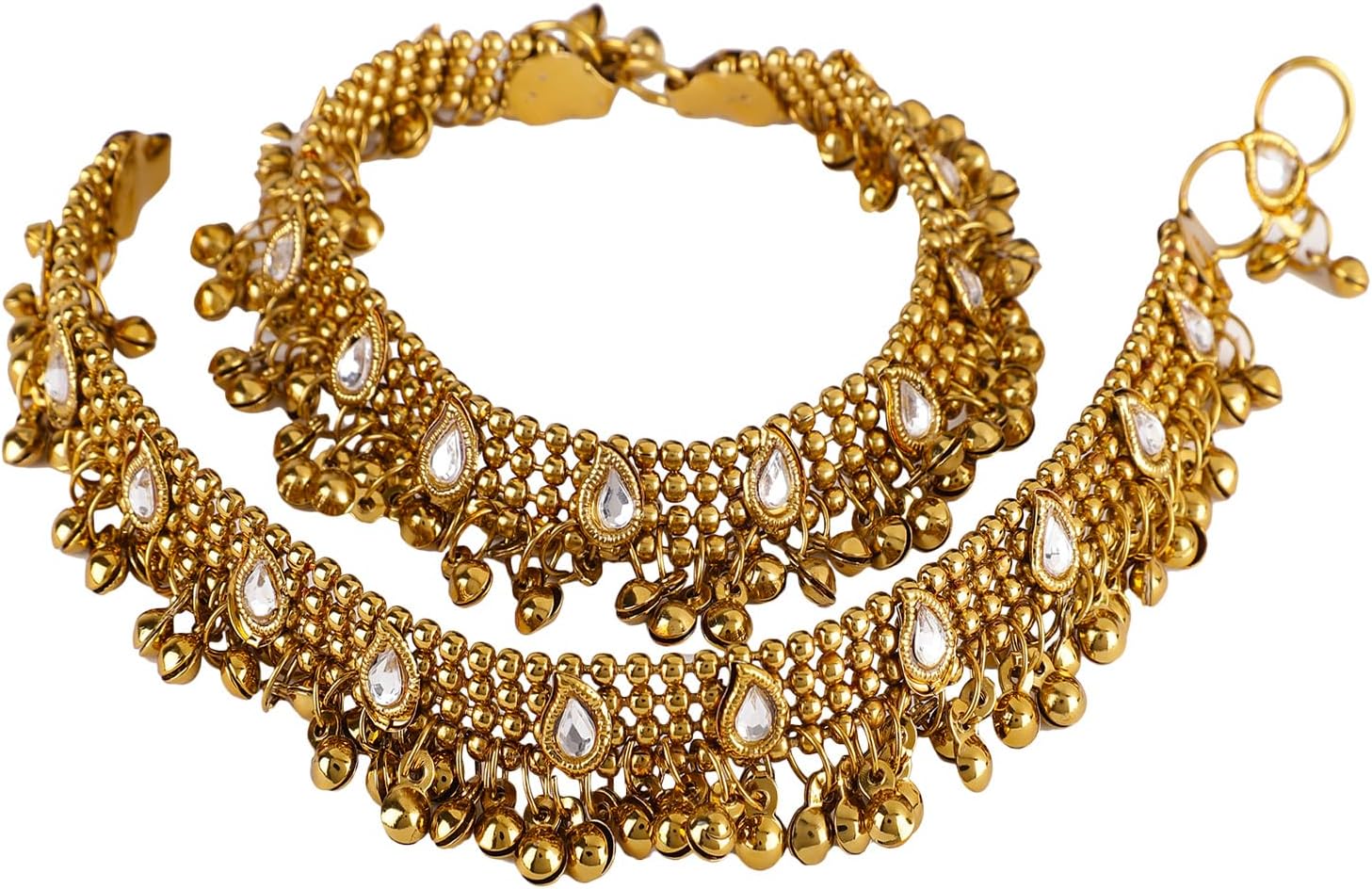 Shining Diva Gold Plated Anklets for Women (5634a)