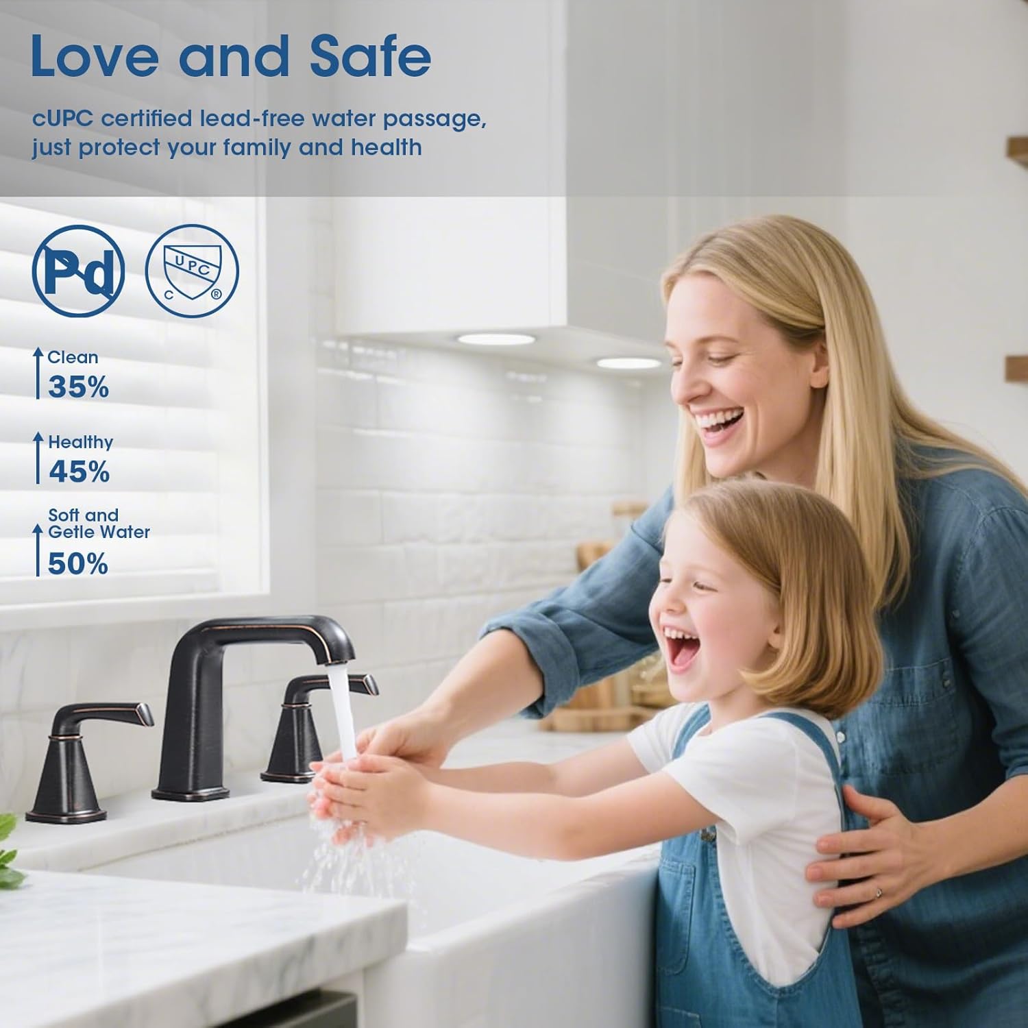 Widespread Bathroom Sink Faucet, Oil-Rubbed Bronze Bathroom Faucet 3 Hole，Brass Vanity Faucet with Pop Up Drain and 2 Supply Lines - Image 3