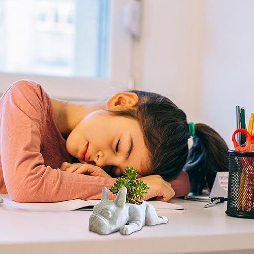 Miniatura 8 de French Bulldog - Macetas de resina para suculentas para perros, mini maceta de aire para cachorros, maceta pequeña para plantas, bonitas macetas de