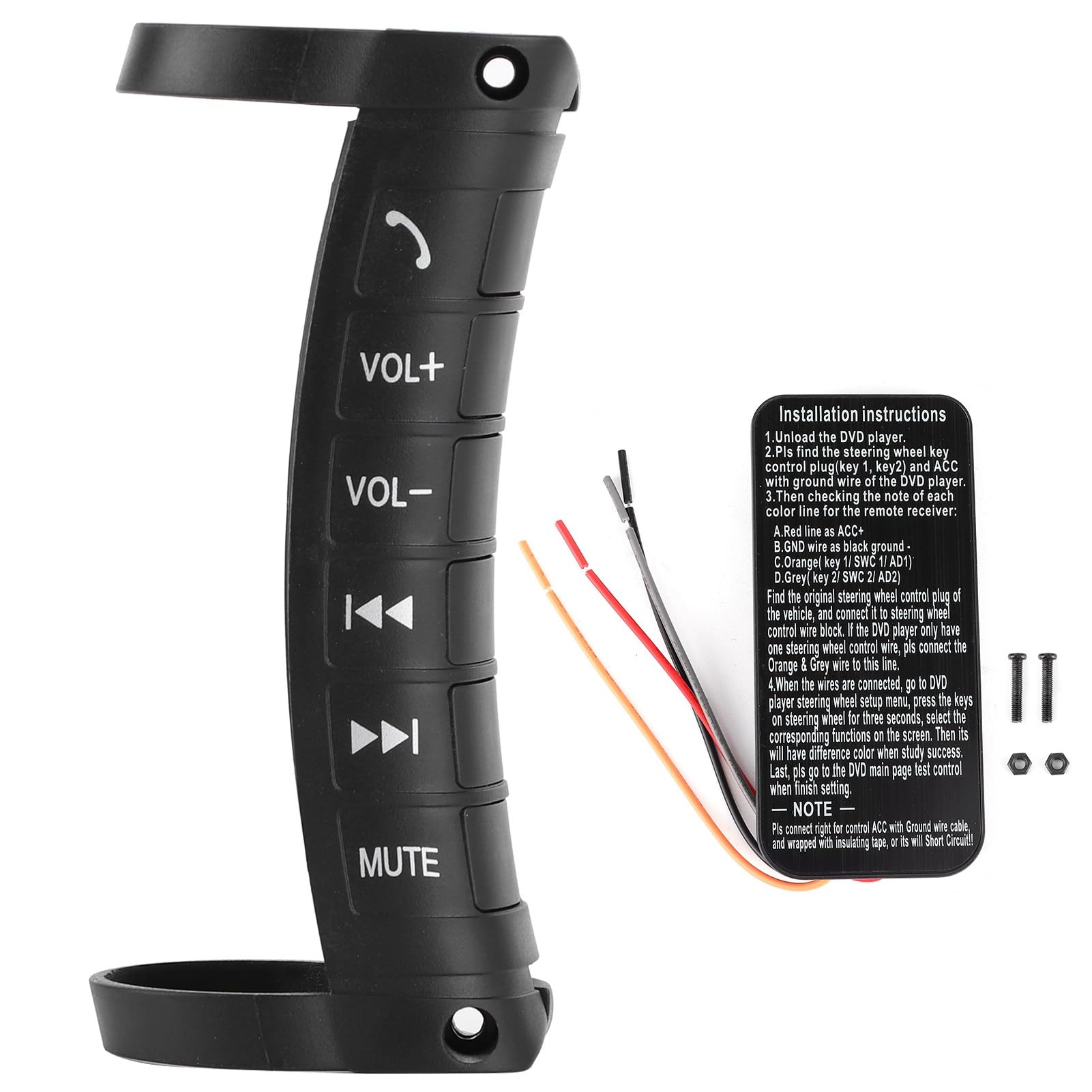 SIXRUN 2 Din Lenkradfernbedienung ABS PU Multifunktions-Lenkradtaste Drahtlose Navigation für -Auto-Player-DVD-Receiver-Treiber