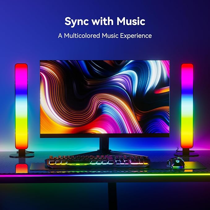 MICTUL LED Light Bar, Music Sync RGB Light Bar, USB Ambient Lamp, Color Changing Gaming TV Backlight with Remote Control, 15 Dynamic Modes for Room Gaming Decoration photo 5