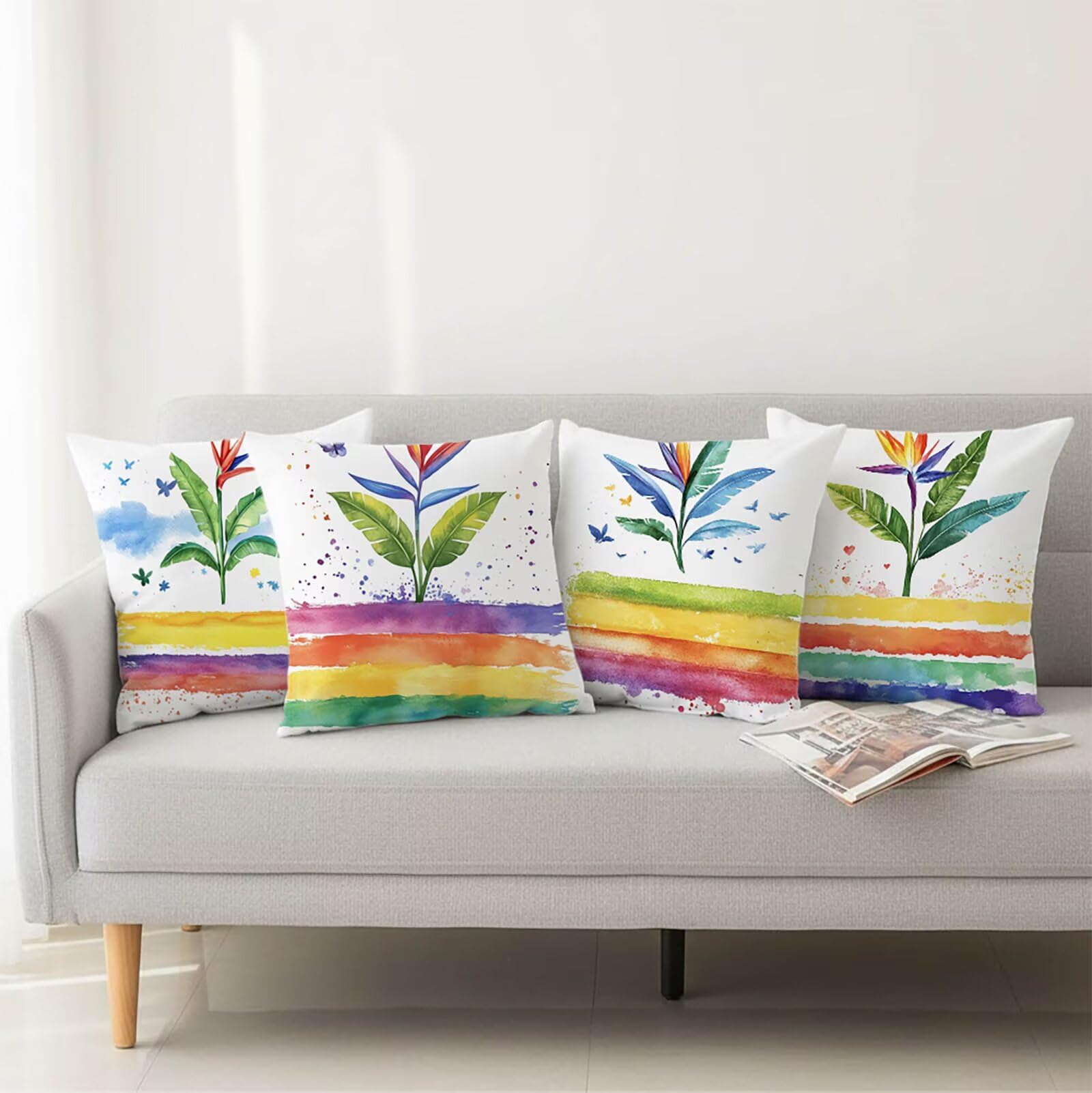 Kissenbezug 65 x 65 Outdoor Kissenbezug 65 x 65cm Doppelseitiger Druck Einfachheit Deko Sofakissen Bezug Pflanzen Kopfkissen Bezug für Frühling Sofa Bett Deko, Geschenke für Frauen (Samt) BZ-16845