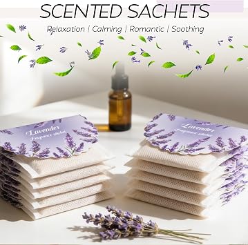 18 Pack Lavender Scented Sachets for Drawer and Closet, Car Air Fresheners