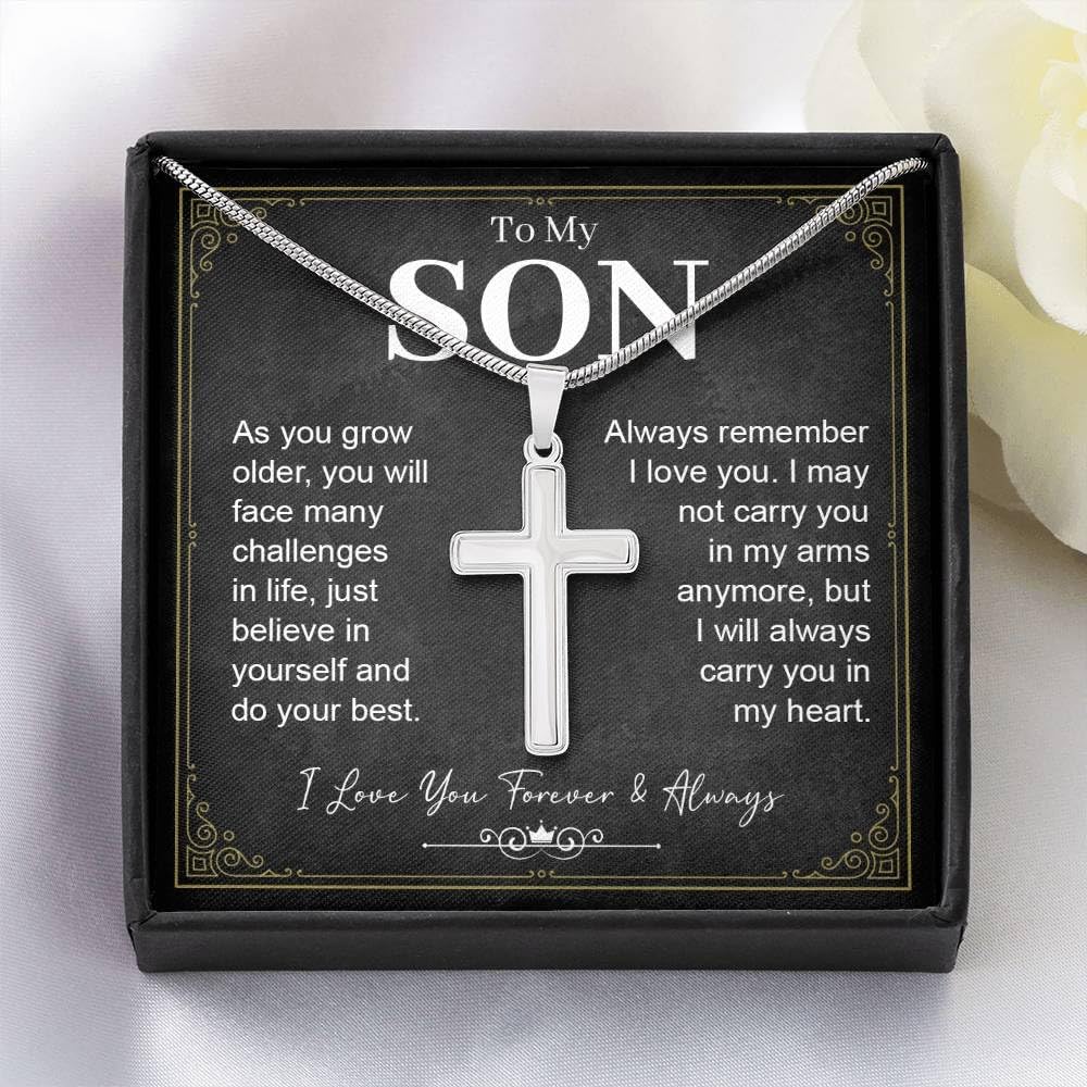 To My Son Cross Necklace – Meaningful Gift from Dad or Mom, Inspirational Faith Jewelry for Son. - Image 4