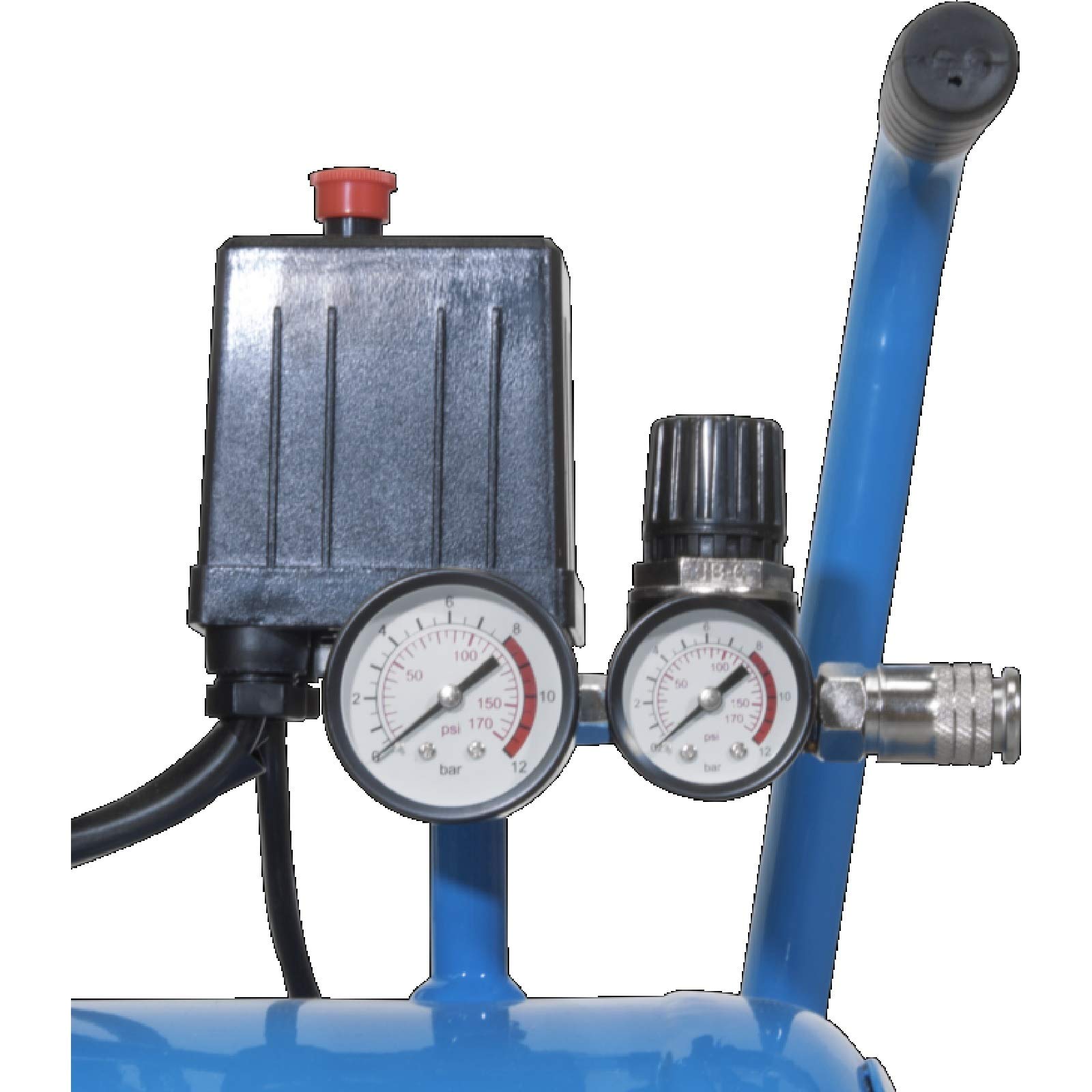 Güde Compressore Airpower 150/8/24 Silent (senza olio, silenzioso, max. 8 bar, 1100 W, caldaia da 24 l, eff. quantità di consegna 130 l/min, riduttore di pressione, 2 manometro, valvola di sicurezza e