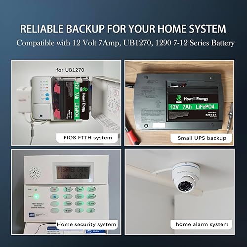 Vista 4 de HWE Batería recargable de 12 V 7 Ah, litio de ciclo profundo 4000 LiFePo4 de 12 voltios 7 amperios de repuesto para batería 6FM7 1270 SLA, sistema