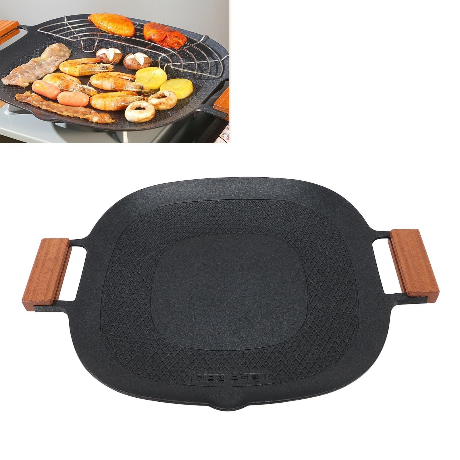 SEAFRONT Alloy BBQ Griglia Padella, 15.2x12.6in Fondo Piatto