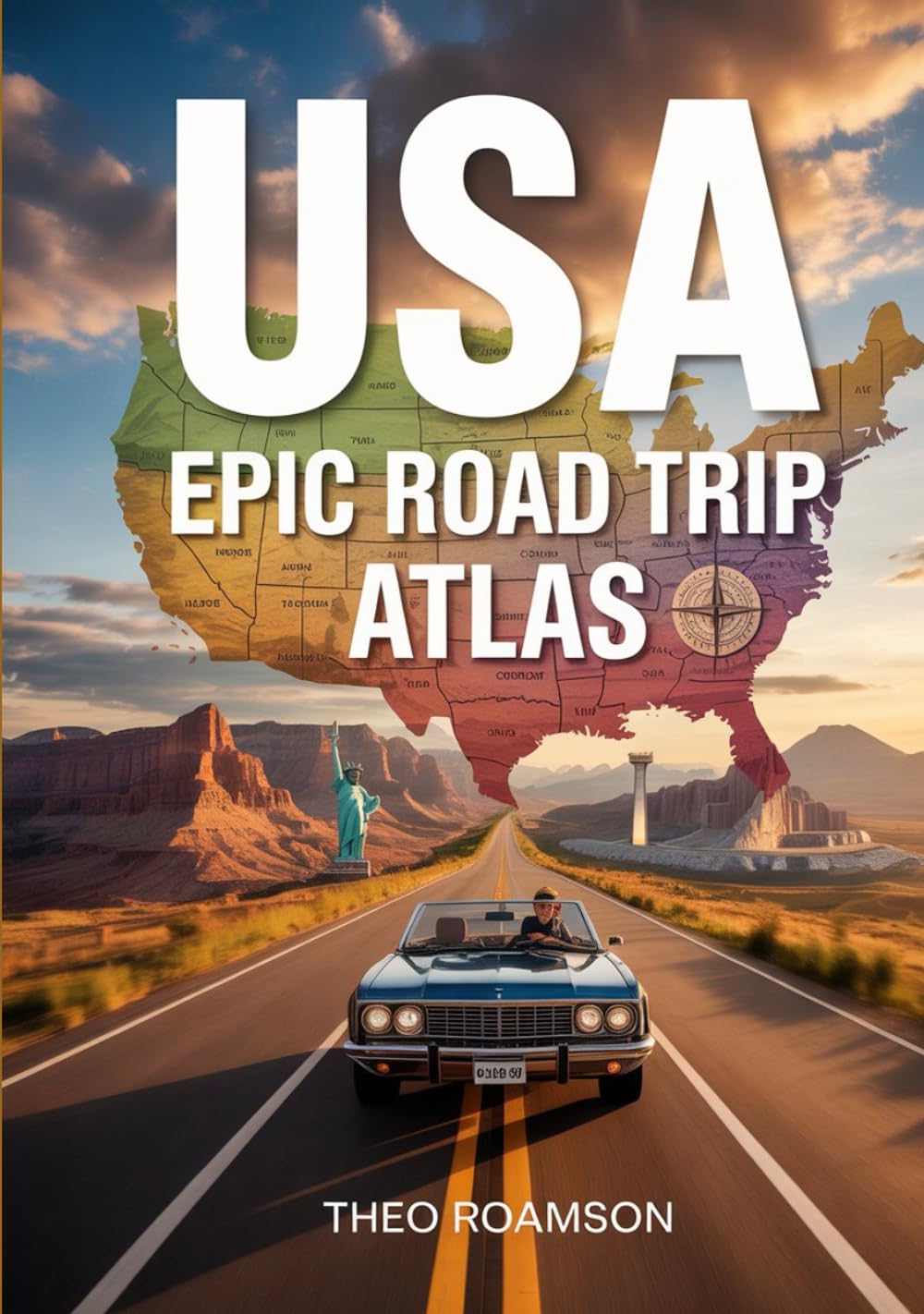 USA Epic Road Trip Atlas: Scenic Routes, Maps, National Parks, Backroads & Coastal Drives.