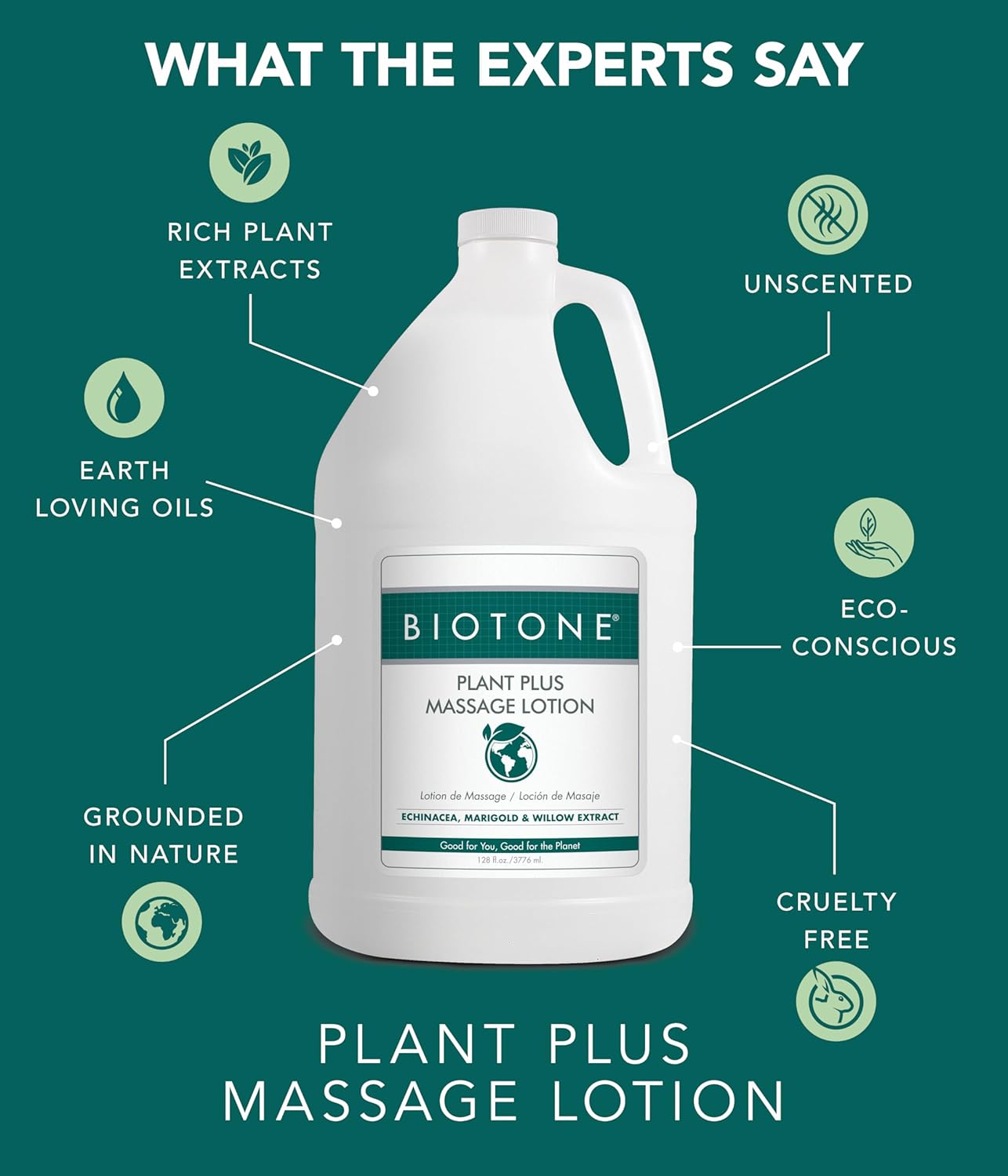 BIOTONE Plant Plus Massage Lotion- Eco-Conscious, Earth-Loving Oils, Plant-Based Ingredients, Kind to The Planet, Versatile for All Modalities, Customizable, Smooth, Silky, Optimum Glide. (128 OZ) - Image 4