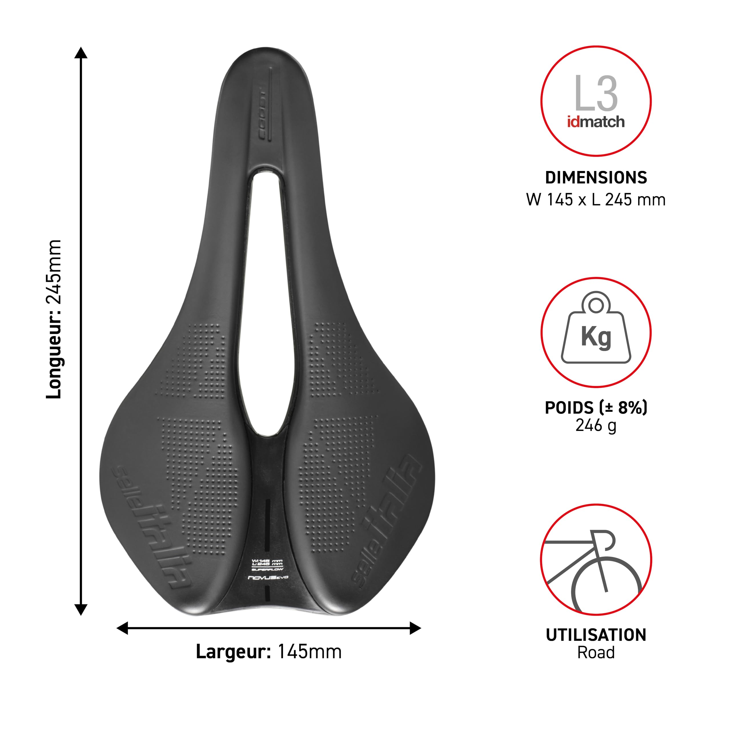 Selle Italia, Novus Evo Boost X-Tech Superflow, Road, MTB, and Gravel Saddle - for Men and Women
